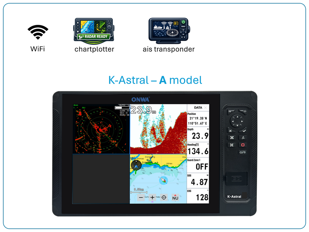 ONWA K-ASTRAL 12 Series - 12" radar-ready Touchscreen Kaartplotters
