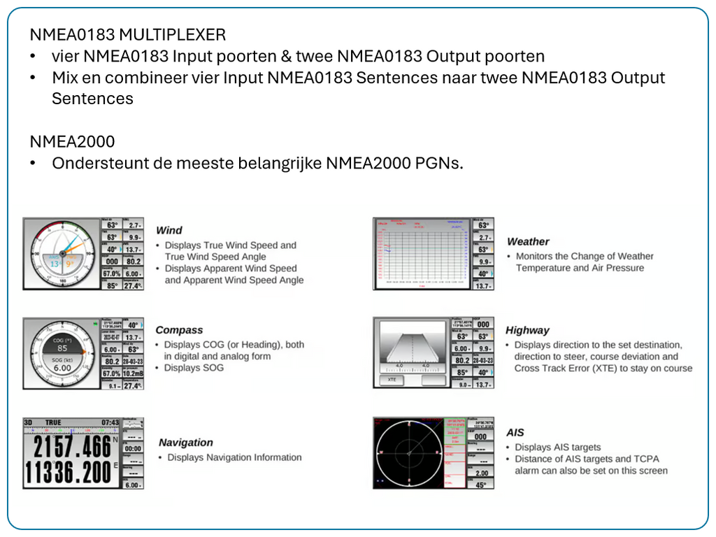 KMR-7 -  7" Multi Functioneel Display met NMEA converter/multiplexer