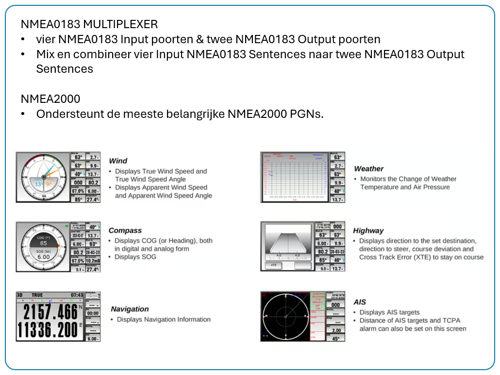KMR-7 -  7" Multi Functioneel Display met NMEA converter/multiplexer