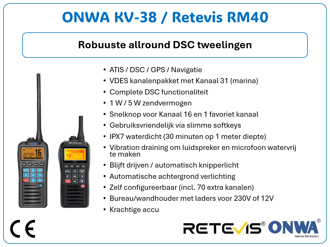 ONWA KV-38 / Retevis RM40 - Handfunkgerät mit ATIS/DSC/GPS/NAV