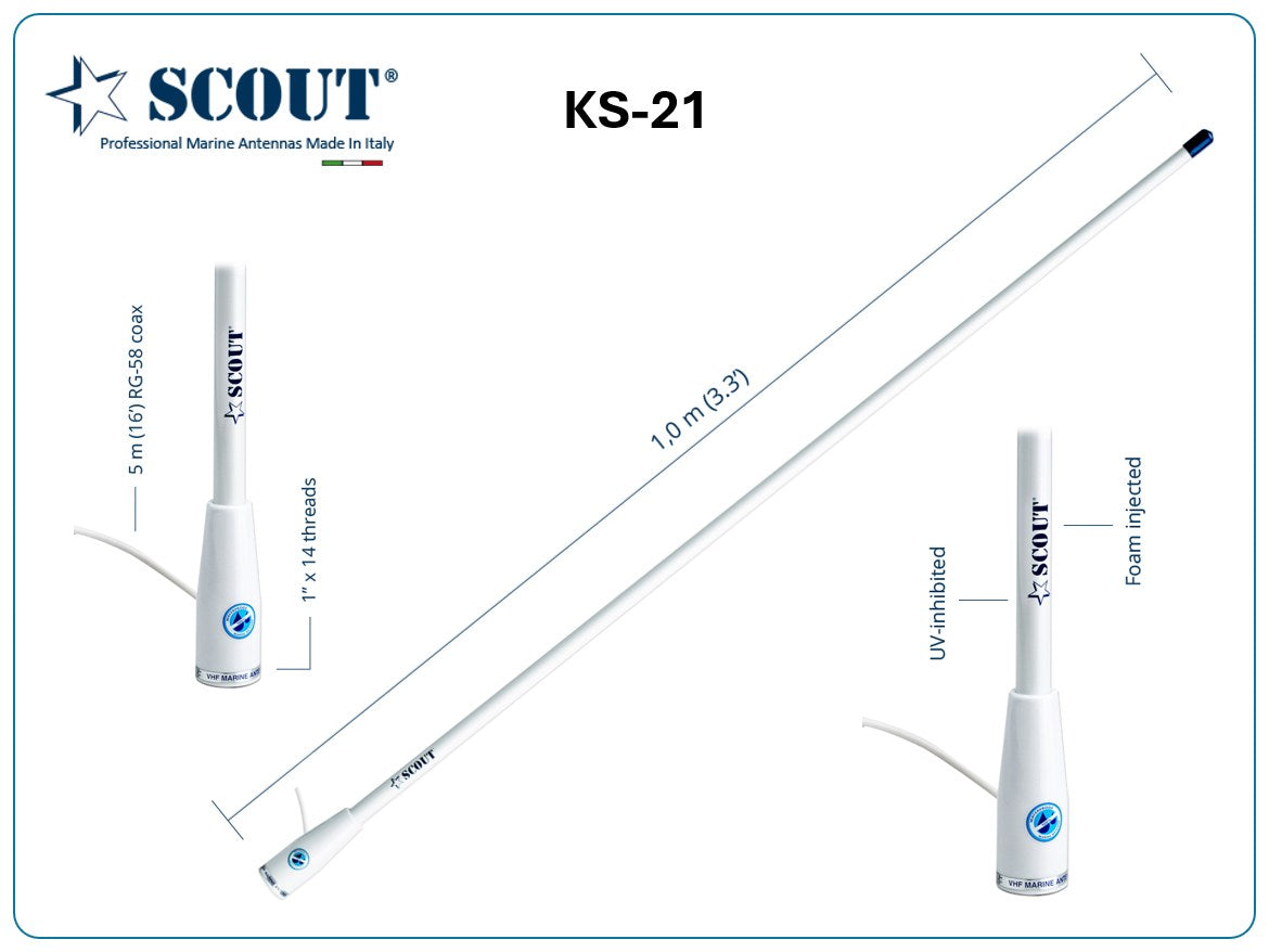 SCOUT KS-21 VHF/AIS antenne (fiberglass)