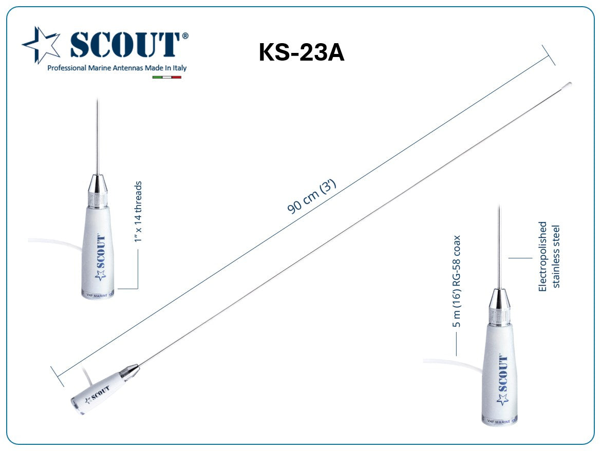 SCOUT KS-23A VHF/AIS antenne (RVS)