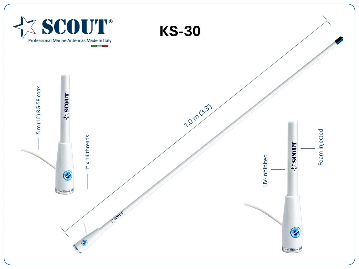 SCOUT KS-30 AIS antenne (fiberglass)