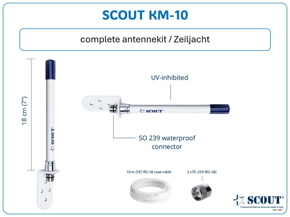 SCOUT KM-10 VHF antennekit (zeiljacht)
